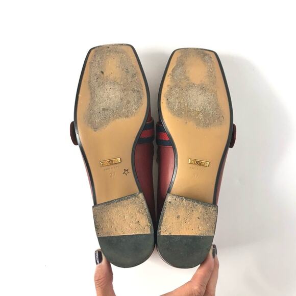 Gucci Peyton Web Stripe Hibiscus Red GG Platform Loafers 37 - Picture 6 of 9